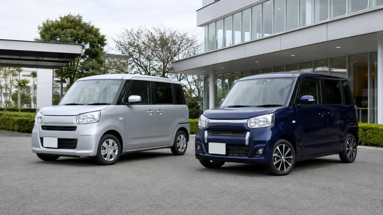 現行ワゴンRのグレード比較をイメージしたシルバーと青の軽ワゴン